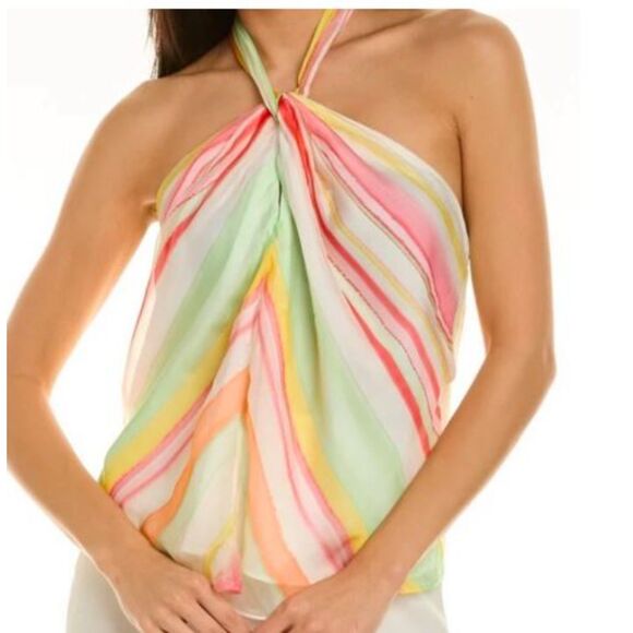 Ramy Brook Women's Printed Fern Tie Halter Top Multi Rainbow Sz S NWT 295 - Picture 5 of 6